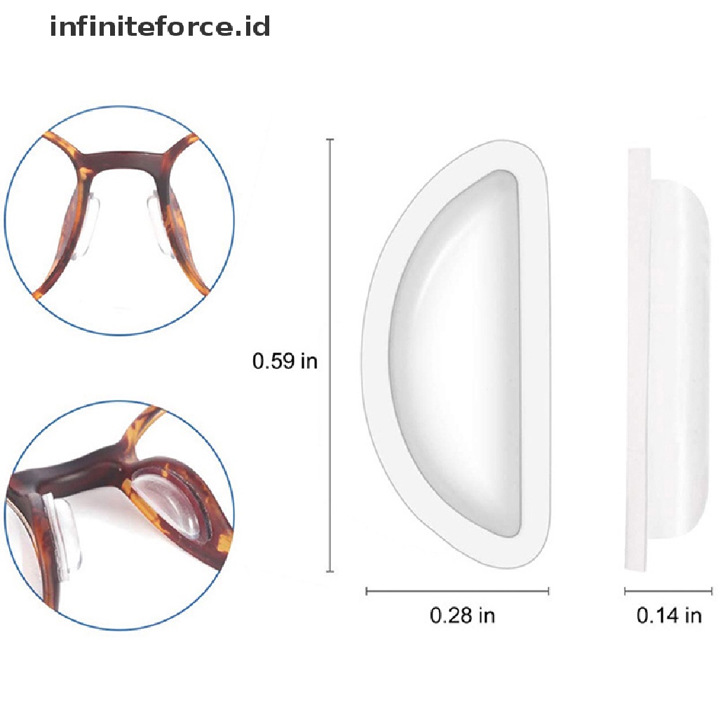 Infiniteforce.id 4 Pasang Bantalan Hidung Bahan Silikon Anti Slip Untuk Kacamata