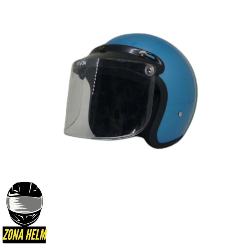HELM BOGO RETRO Kaca Injak Blue glosy Helm Half Face SNI
