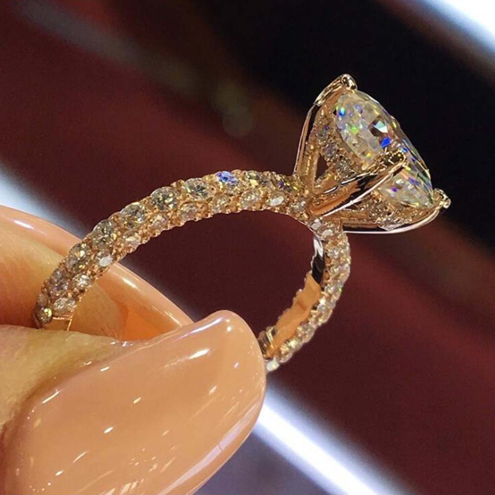 Hu Hu Hu Hu Hu Alat Bantu Pasang Kacamata♡ Cincin Wanita Hias Berlian Imitasi Bulat Glitter Untuk Pernikahanhadiah