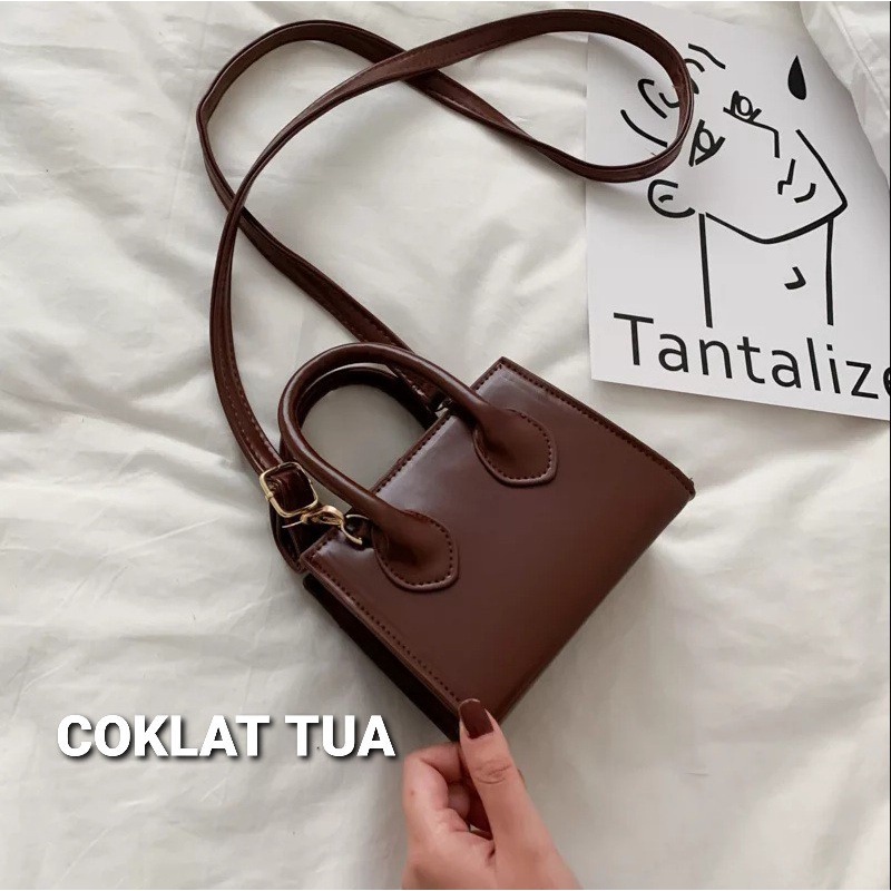 FLASH SALE 10.10 - TAS KEKAR BAHAN KULIT SINTETIS UKURAN 18X8X13 CM MUAT SEMUA JENIS HP - TAS KONDANGAN ELEGAN KASUAL HITAM, KREM, COKLAT, PUTIH