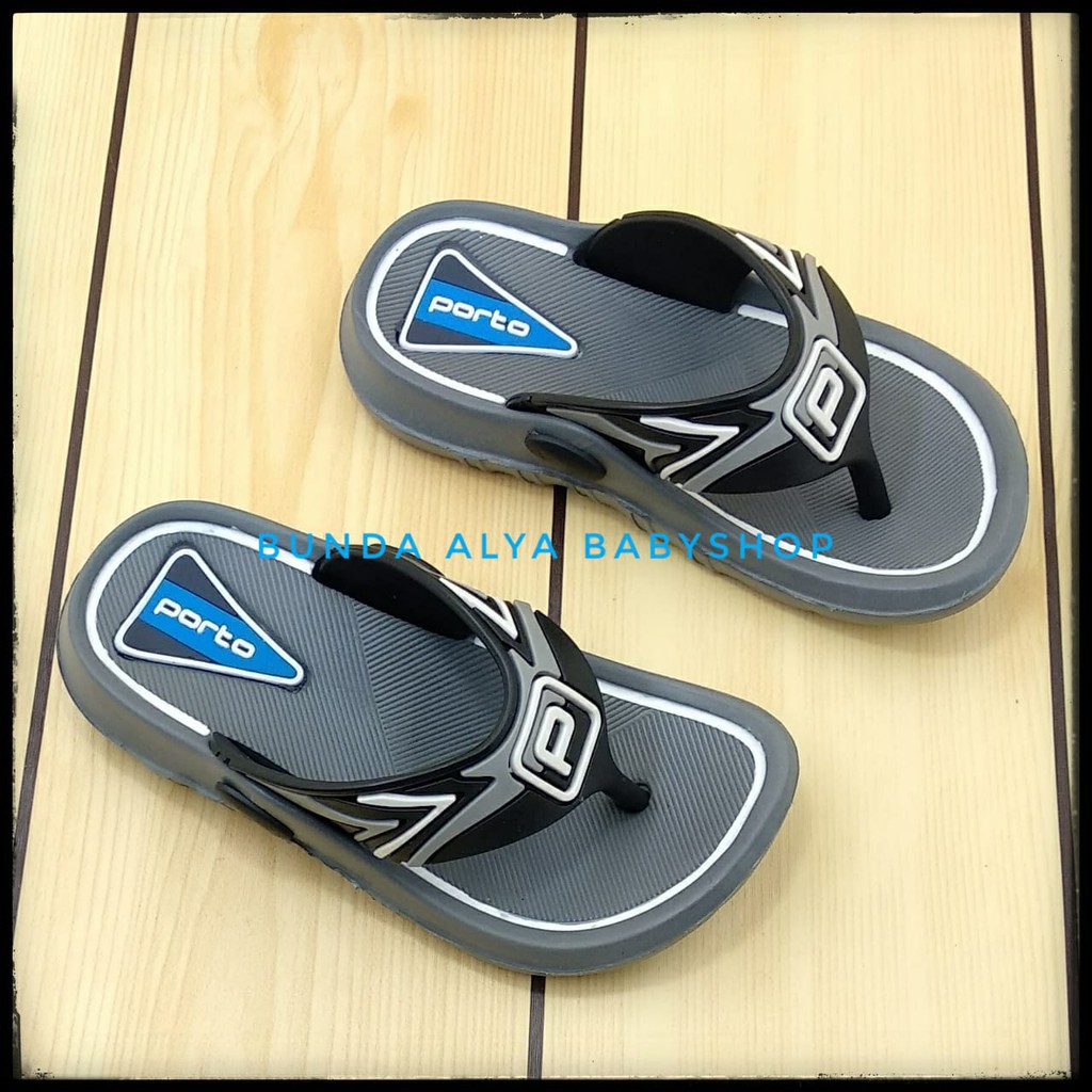 Sandal Anak Laki Laki Jepit Usia 3 4 5 6 7 Tahun Karet ABU Size 24 -35 Lentur - Sendal Anak Cowok Jepit Anti Licin PORTO Karet