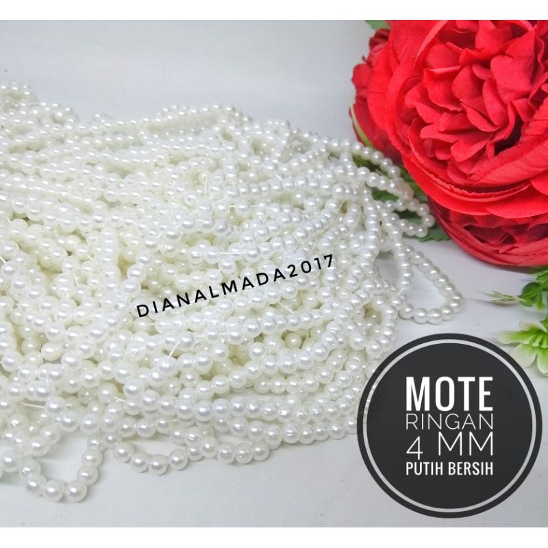 

(25 gram) mutiara ringan 4 mm / mote ringan 4 mm putih bersih dan broken white