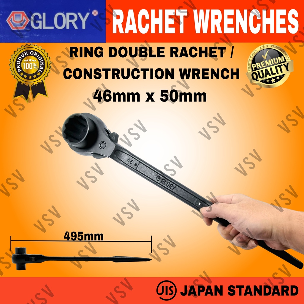Kunci Ring Double Rachet 46x50mm Kunci Skafolding Construction Wrench Sok Rachet