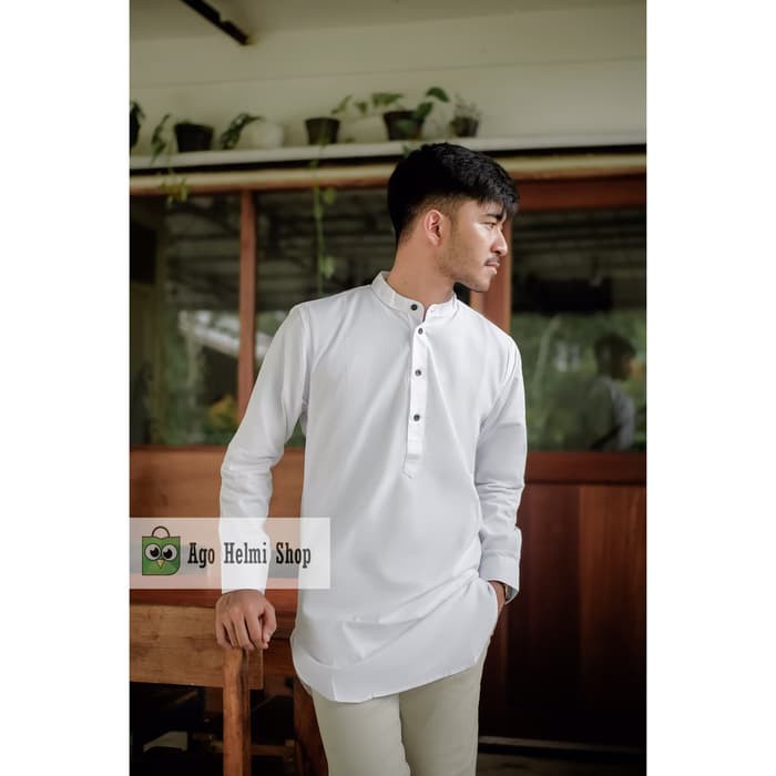 Baju Koko Haibah Salaf Polos Warna Putih Merk Tsaqofah Big Size T TA553  Kemeja Polos Pakistan Musli