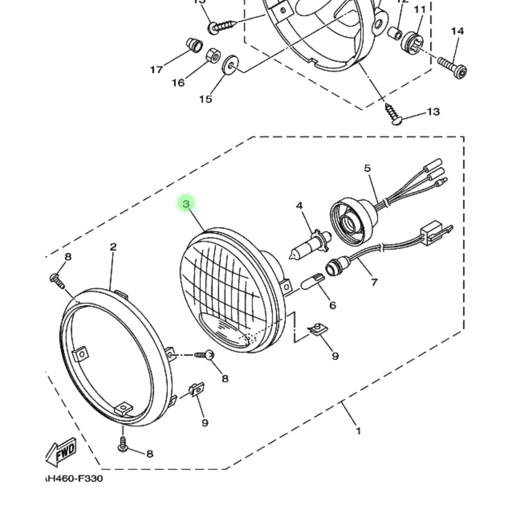 REFLEKTOR LAMPU DEPAN HEADLIGHT RXKING RX KING NEW 2007-2008 - SCORPIO ORIGINAL YGP 5BP-H431A-11