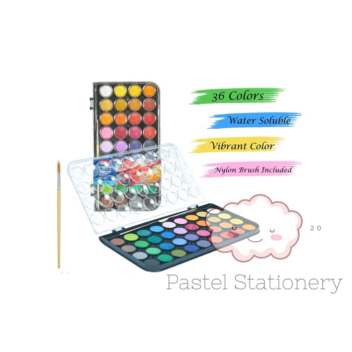 

UM1 Watercolor Cake Set WC-3-36 - Cat Air Watercolour Isi 36 Warna