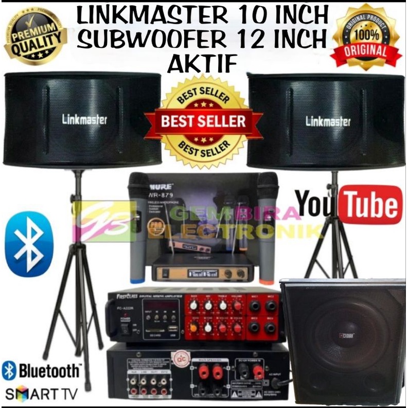 Paket Karaoke Speaker Linkmaster 10 inch Subwoofer Aktif 12 inch Original