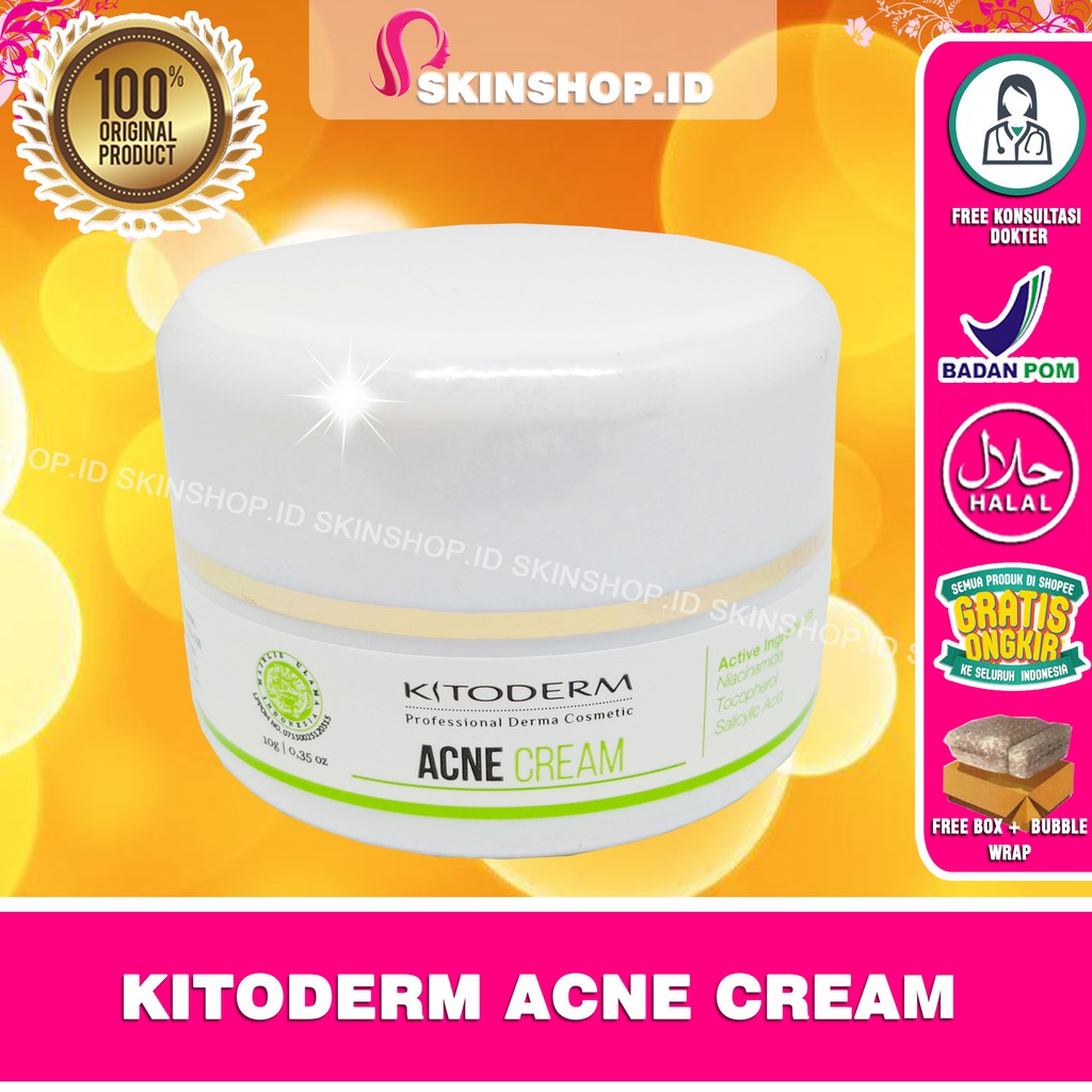 Kitoderm ACNE CREAM 10gr Original / Krim Malam Anti Jerawat BPOM Aman