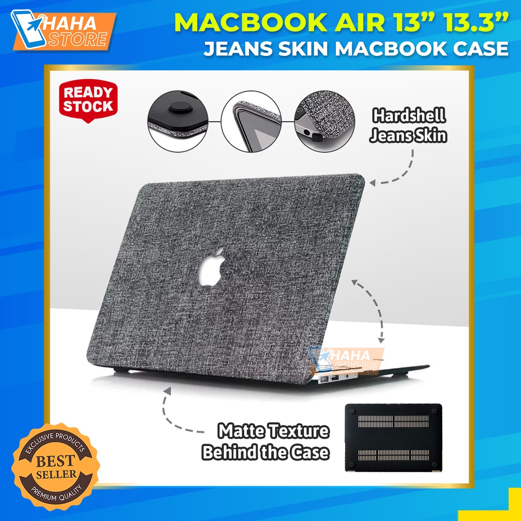 Case Macbook Air 13 13.3 inch Hard Casing Cover Jeans Denim Skin Guard Kain Kesing Laptop MacBook M1