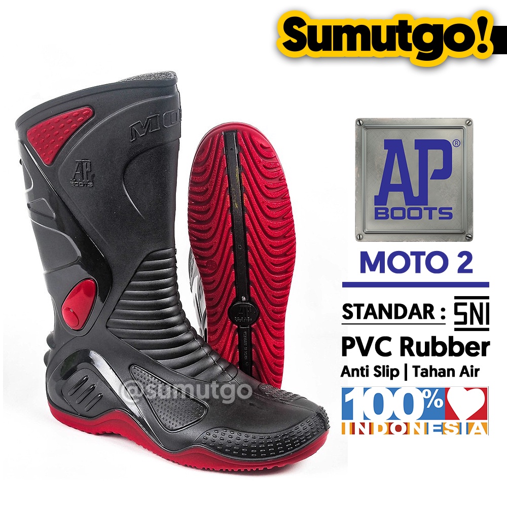 Jual Ap Boots Moto Sepatu Biker Pvc Karet Boot Tinggi Kebun Pabrik Proyek Anti Air Hitam Anti