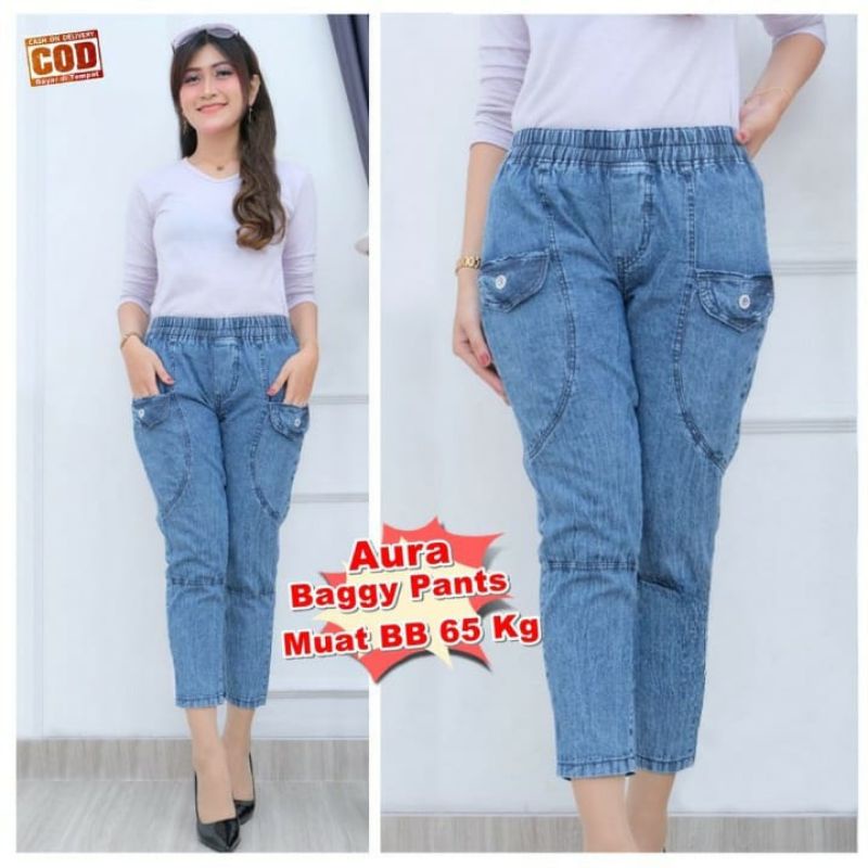 AURA PANTS BAGGY JEANS WANITA BOY FRIEND