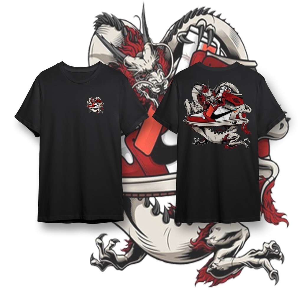 Eiffel Mall - KAOS DISTRO PENDEK HITAM NIKE SHOES AIR COLOR PE 30'S KAOS GAMBAR PRINTING / atasan pr