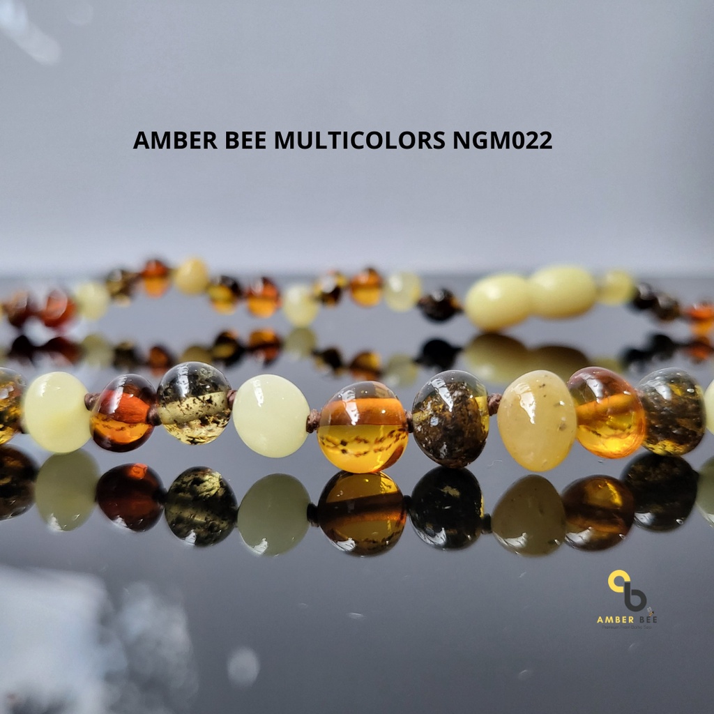 Set Kalung Gelang Amber Bayi &amp; Anak Baltic Premium Glossy Multicolor SNBGM2228 By Amber Bee