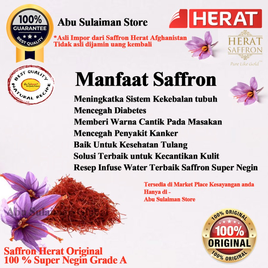 

Saffron Afganistan Herat PER HELAI premium super Negin grade A