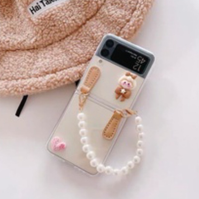 Case Samsung Z Flip 4 2022 pearl chain Case aesthetic