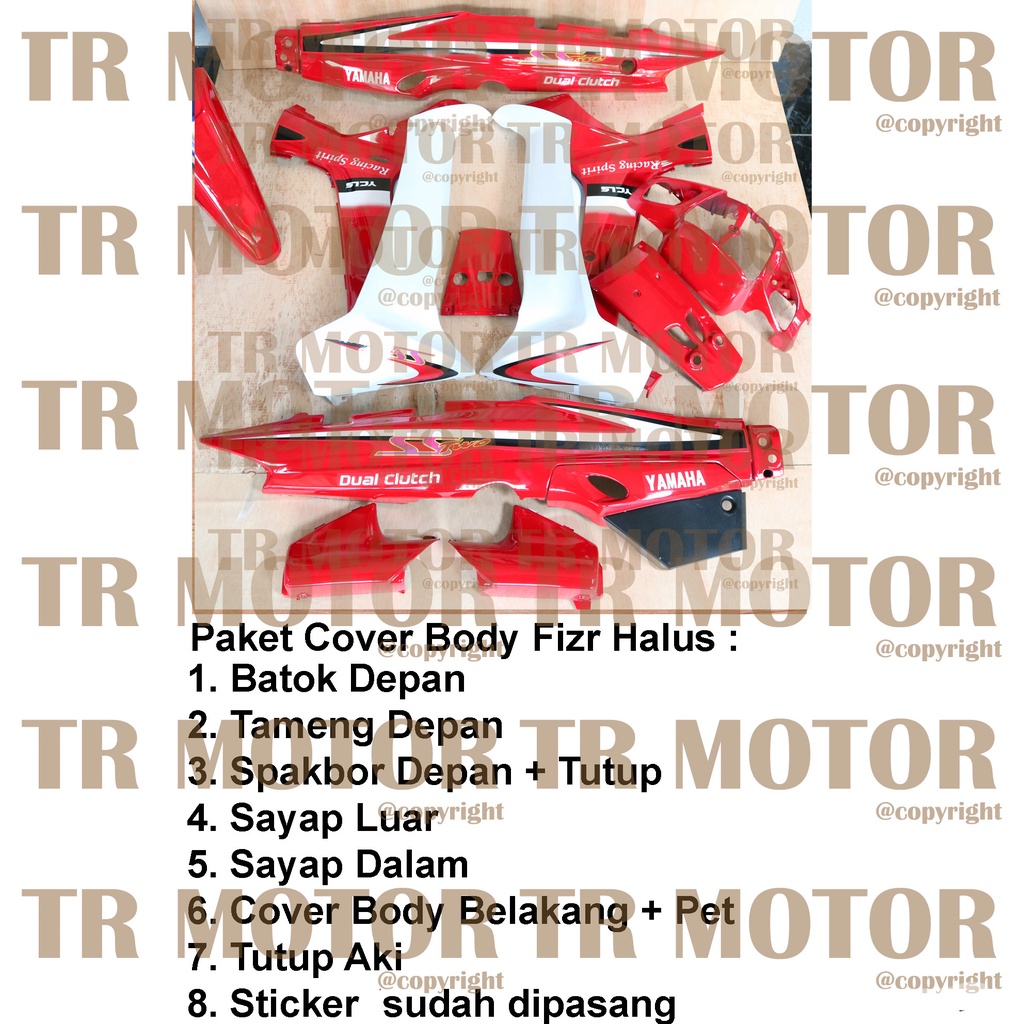 Cover Body Fizr F1zr SS Two Merah Full Set Halus Cover Bodi Yamaha Fiz r