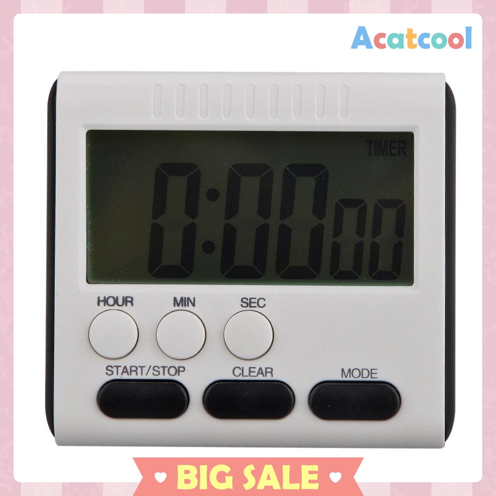 Magnetic Large LCD Digital Kitchen Timer Alarm Count Up Down Clock 24 Hours