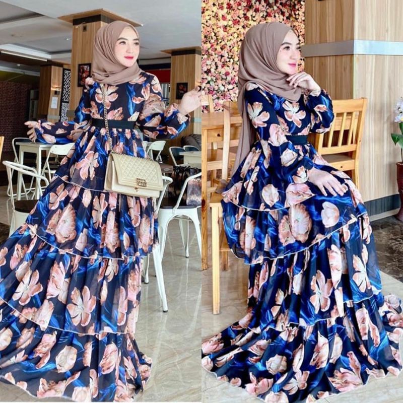 dress flower tingkat tumpuk