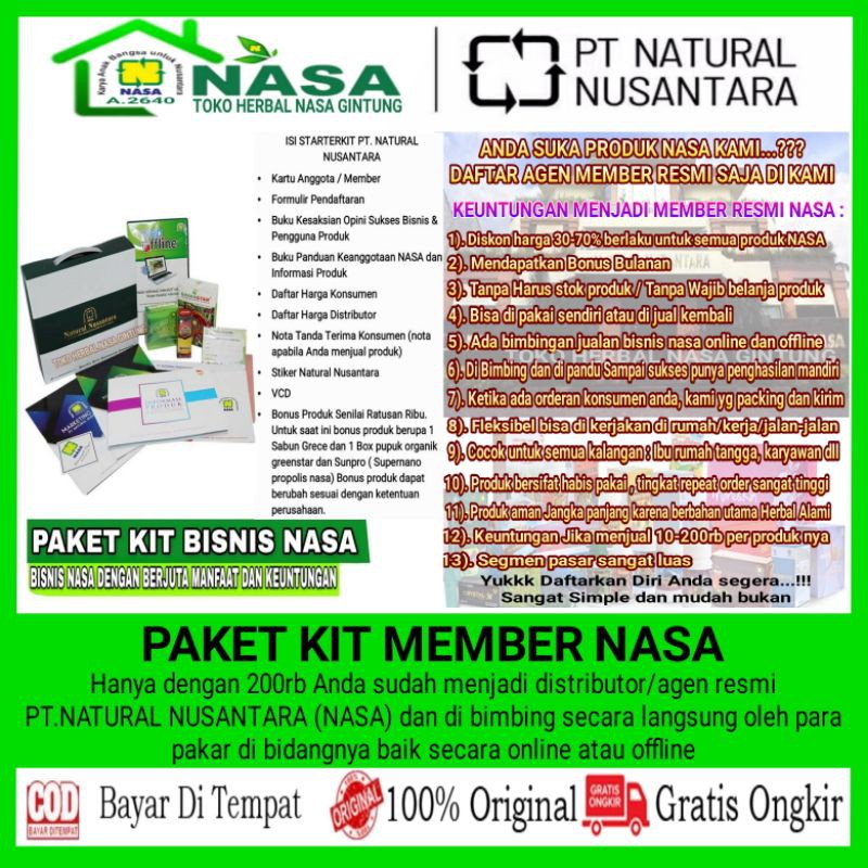 

PAKET KIT NASA PENDAFTARAN MEMBER NASA