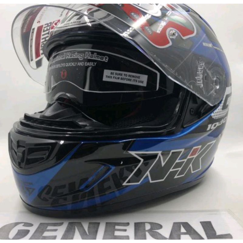 LANGSUNG KIRIM.. Helm NHK GP 1000 GP1000 Motif Star Blue Metalic Silver Biru