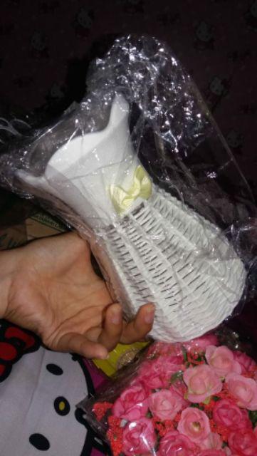 Pot Dinding Bunga Hias Mawar Plastik Dekorasi Shabby Wall Pot Vas Dinding Rotan Plastik