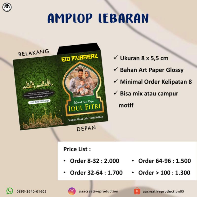 

ANGPAO AMPLOP LEBARAN | IDUL FITRI | BISA CUSTOM FOTO | KARTUN | VIRAL