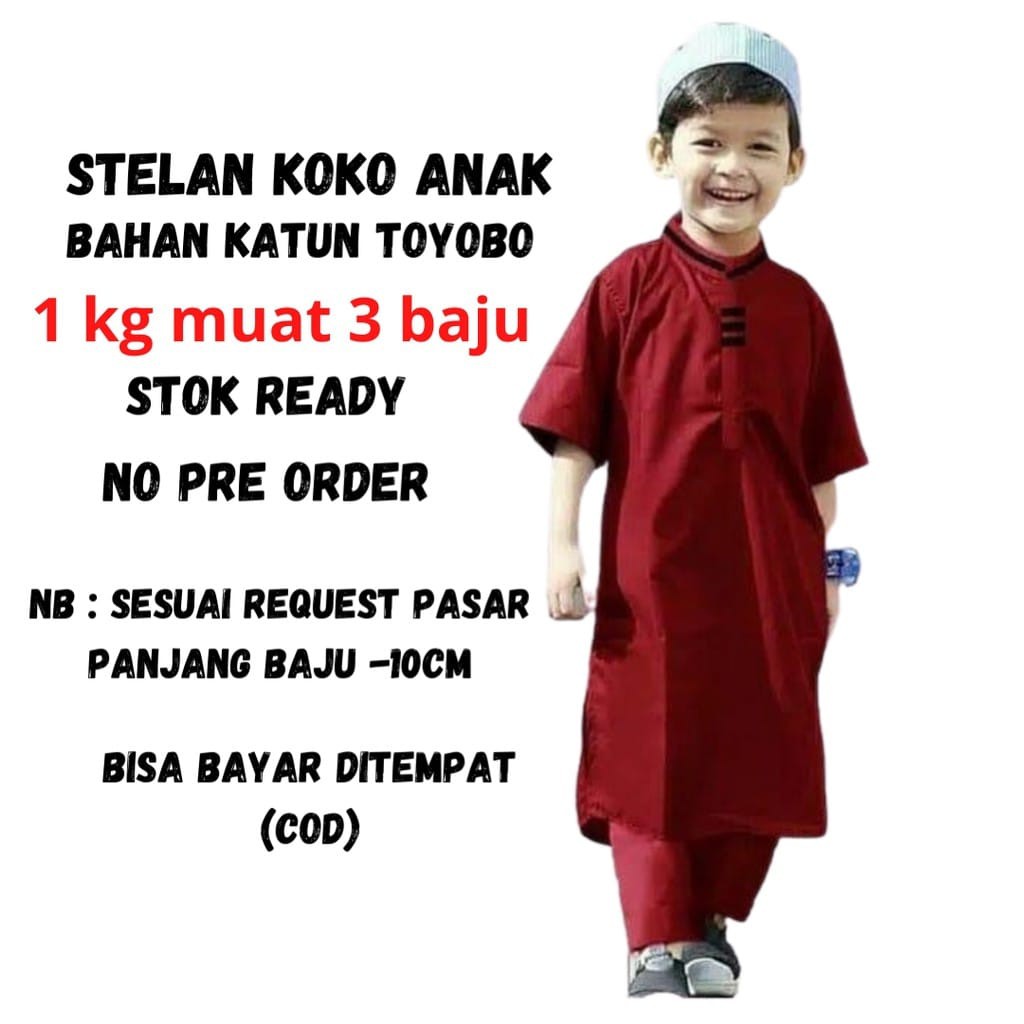 Baju Koko Anak Laki -- Setelan Baju Koko Anak 2-12  tahun