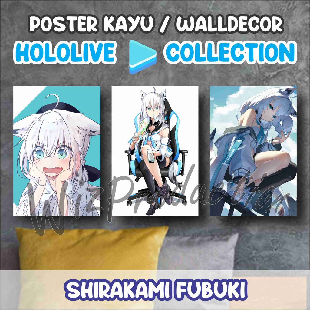 POSTER SHIRAKAMI FUBUKI - POSTER VTUBER HOLOLIVE SHIRAKAMI FUBUKI - POSTER FUBUKI MURAH