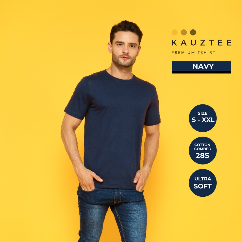 Kaos Tshirt Polos KAUZTEE Premium Tshirt Unisex 100% Cotton Combed 28s - Navy