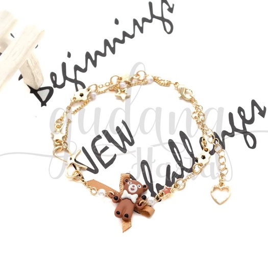 Gelang Wanita Motif Happy Bear Gelang Motif Beruang Coklat GH 205150