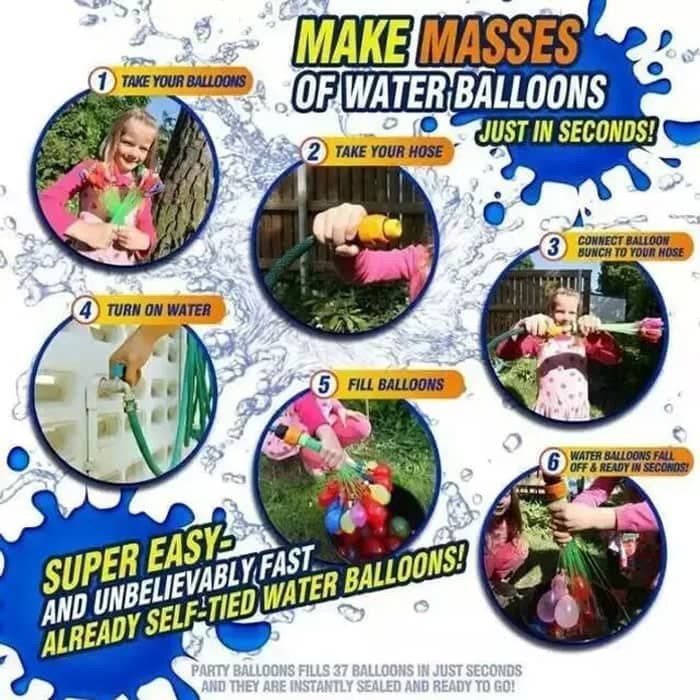 Magic Balon Water Balon Air Anti Bocor Anti Tiup Mainan Anak Seru Isi 111Pc