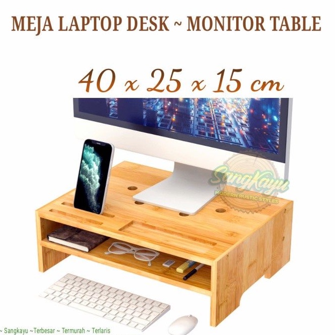 Meja monitor kayu komputer meja laptop table monitor table minimalis 5