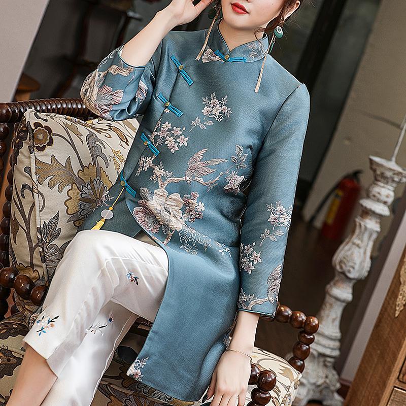 Retro button top women's spring 2022 New Tang style women's Chinese style Hanfu thin improved cheong