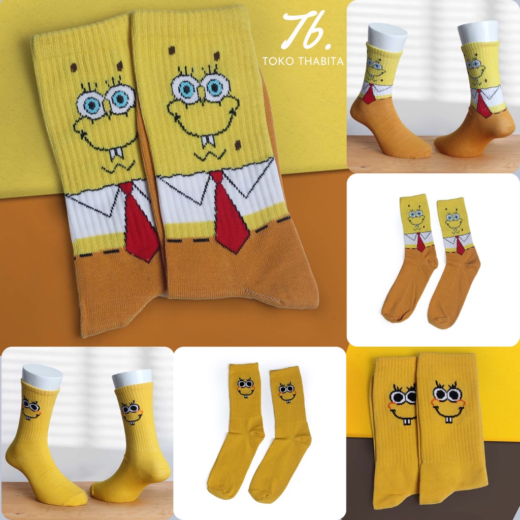 Toko Thabita Kaos Kaki Pria Dewasa Old School Karakter Spongebob Bahan Katun Spandex