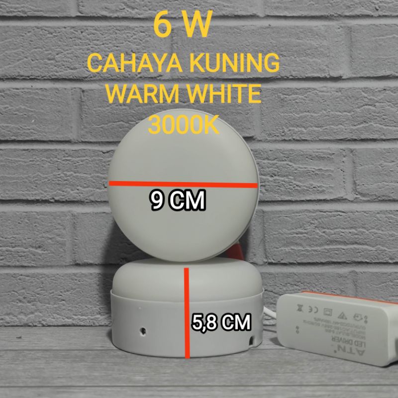 ATN PANEL LED 6W 6 WATT OB BULAT OUTBOW OUT BOW TEMPEL PLAFON SNI