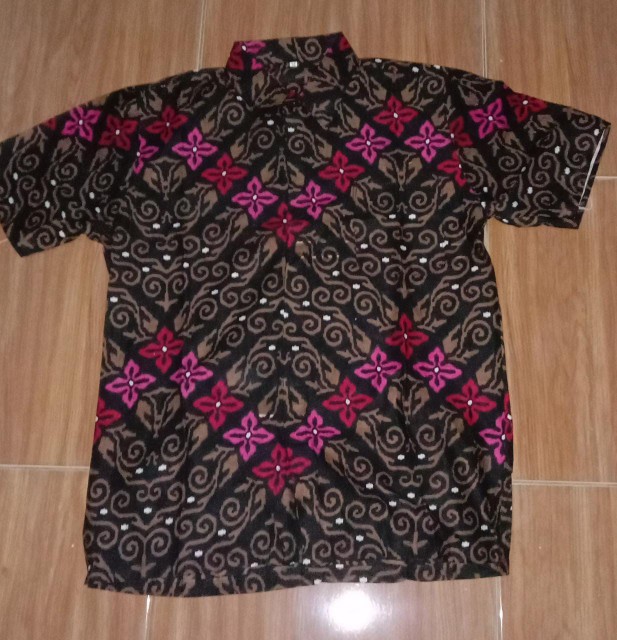 Batik Kalongan Hrb026 Kenongo Kemeja Hem Pendek Padi Pekalongan 16