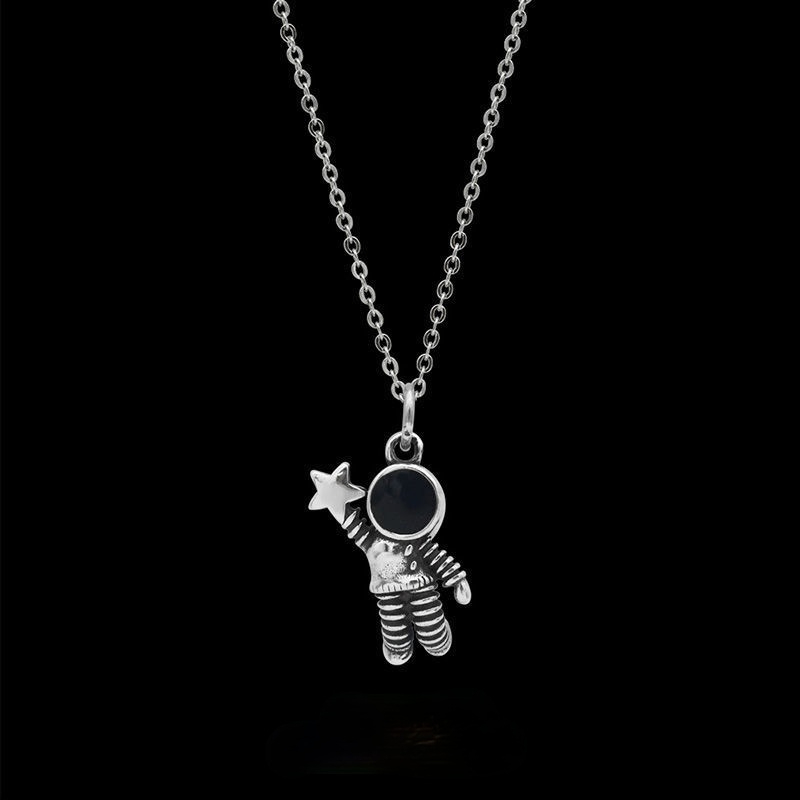 Star Astronaut Titanium Steel Couple Necklace Pendant