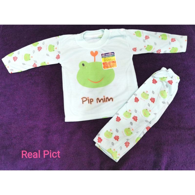 2 Set Setelan Panjang Baju Tidur Bayi 3-6 Bulan Katun Murah / Setelan Piyama Bayi Lengan Panjang Unisex