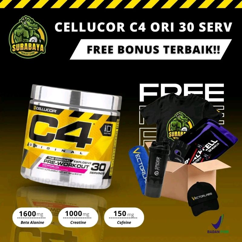 CELLUCOR C4 ORIGINAL 30 SERVING BPOM C4 ORI PRE WORKOUT GYM SUPLEMEN FITNESS PREWORKOUT PWO