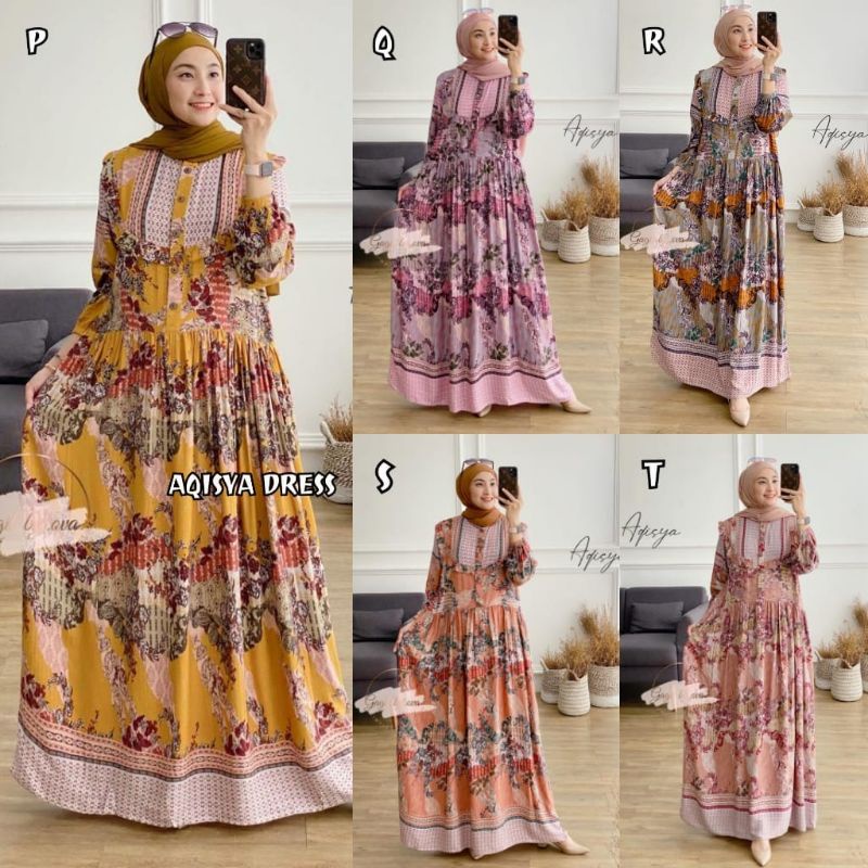 AQISYA DRESS by Gagil Fashion (Gamis motif, Gamis sehari-hari, Gamis kasual motif, Gamis katun)