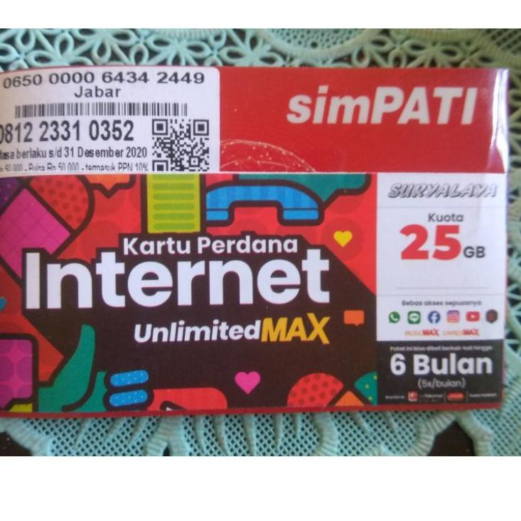 ❊Y034♝ PERDANA 25 GB + UNLIMITED MAX TELKOMSEL ♞