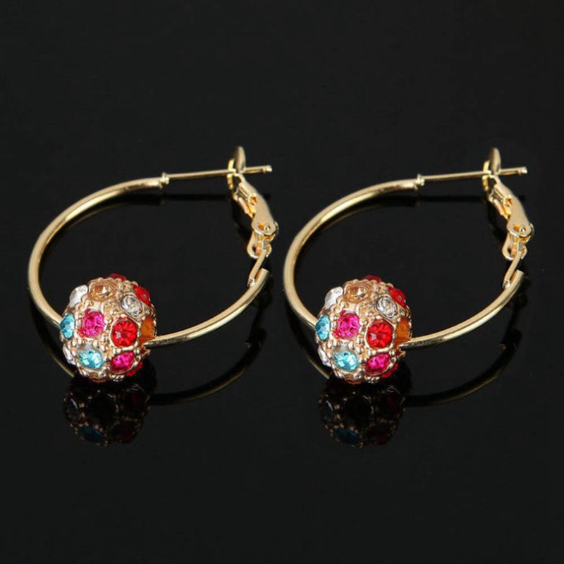 Anting Kait alloy Bentuk Bola Aksen Berlian Imitasi untuk Perhiasan Wanita