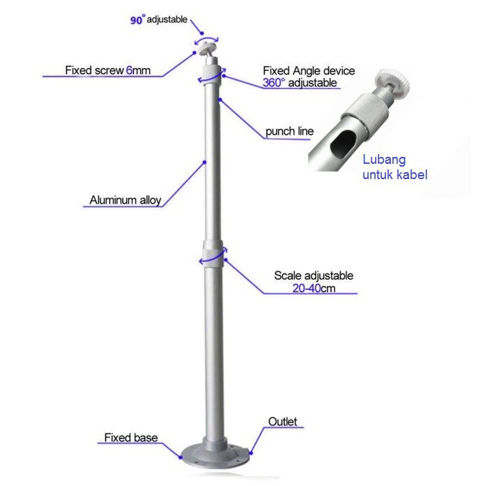 Stand Proyektor Wall Ceiling Bracket CCTV IP Camera 45cm Ball Head