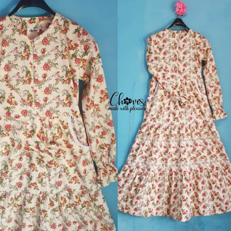 dress rempel katun jepang / gamis katun jepang / katun jepang premium