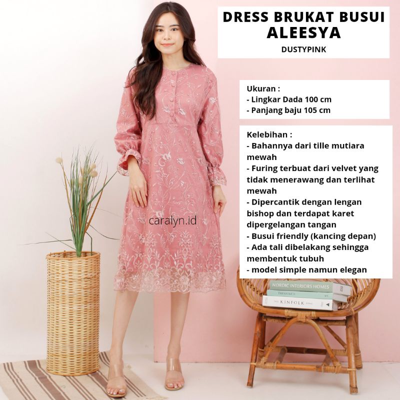 DRESS BRUKAT BUSUI ALEESYA TUNIK KANCING DEPAN