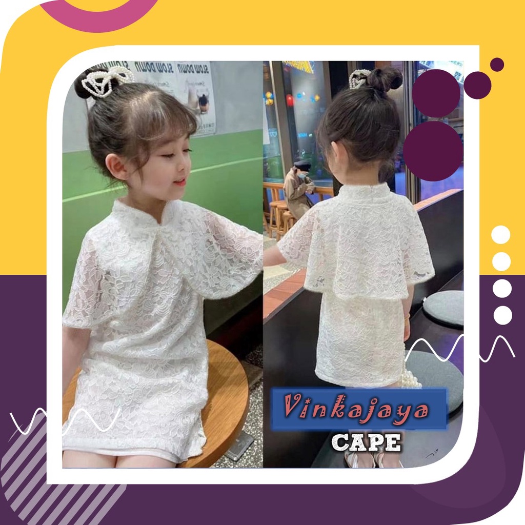 Baju Setelan Anak Cewek Usia Umur 5 6 7 Tahun Thn Mini Dress Pesta Perempuan Cape Lengan Pendek Cord