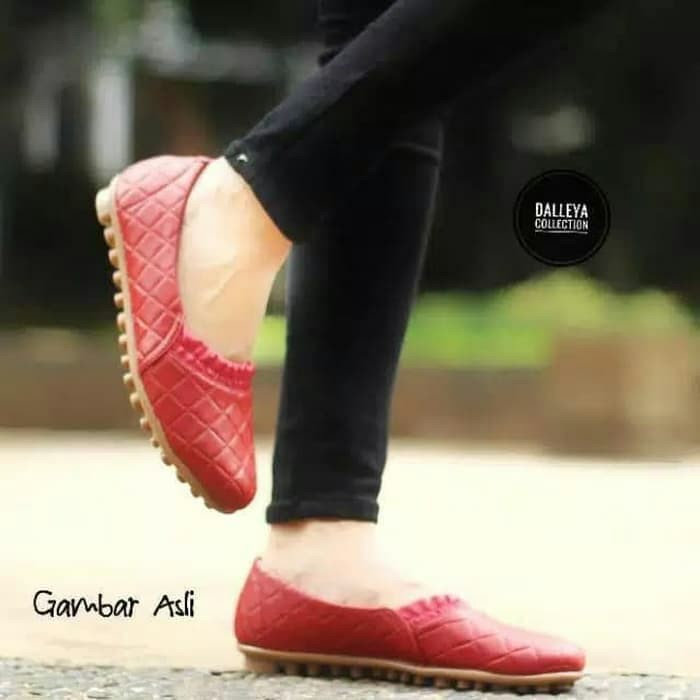 GOLIA - Dalleya sepatu wanita sliop on teplek polos santai murah - Merah- 36