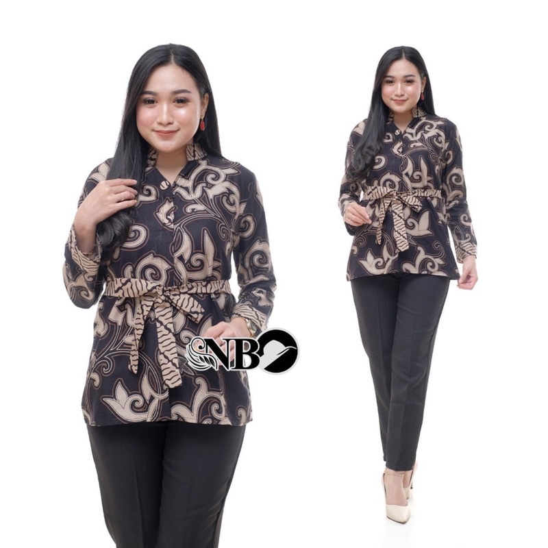 Baju Batik Wanita - Blouse Batik Kantor Motif Kangkung - Atasan Batik Murah COD