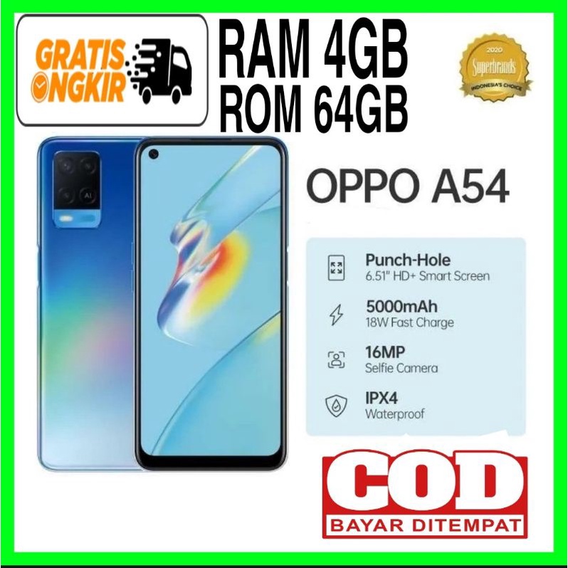 Hp oppo a54 ram 4 Rom 64GB Terbaru 2021 Garansi Resmi