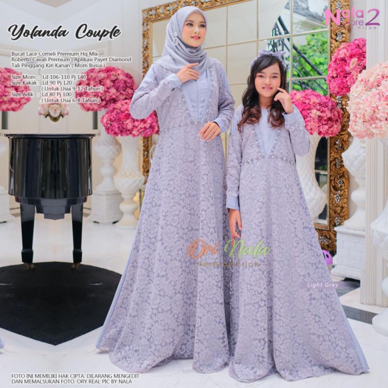 Yolanda Couple / Brucat Couple Ibu Anak / Brokat Dress / Bruklat Abaya Ibu Anak